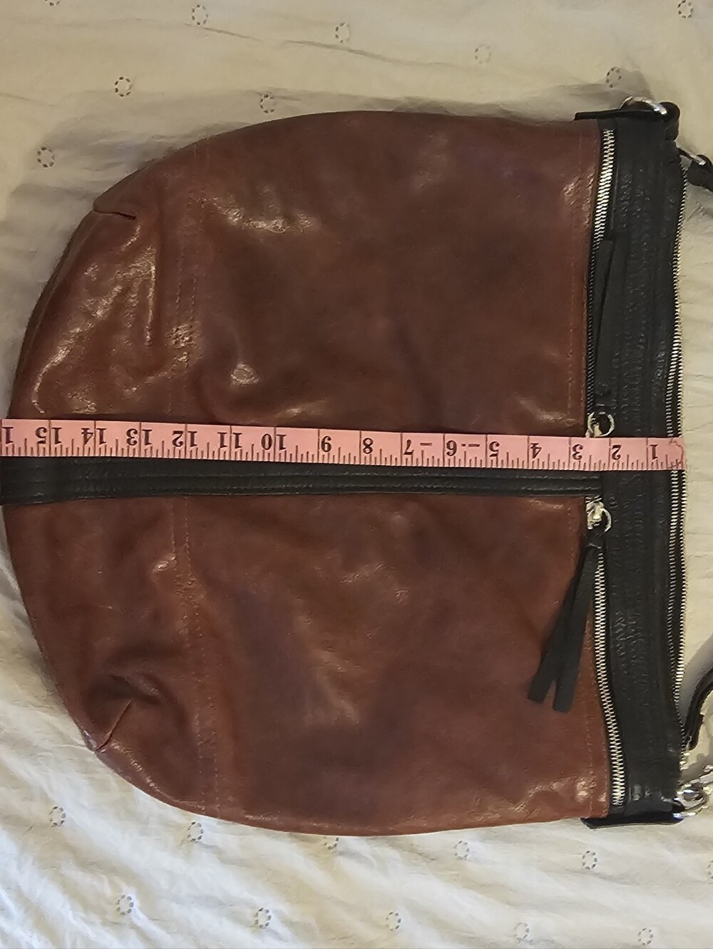 Rough And Tumble Leather Bucket Shoulder Bag in Burgundy and Black - Picture 14 of 15